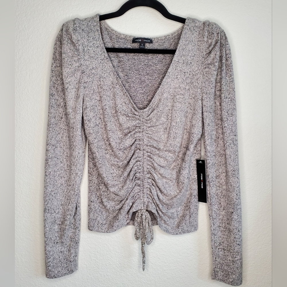 Moa Moa Gray Ruched Top - Picture 3 of 9